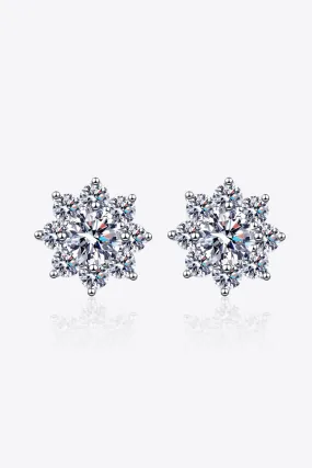 1 Ct Moissanite 925 Sterling Silver Flower Earrings