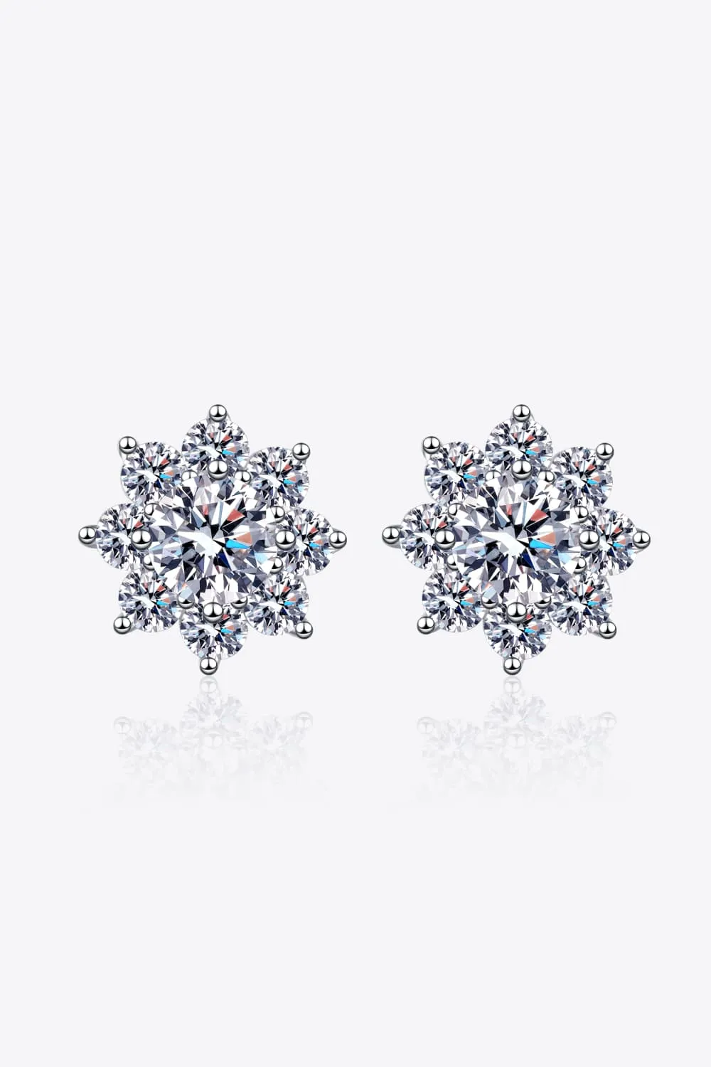 1 Ct Moissanite 925 Sterling Silver Flower Earrings