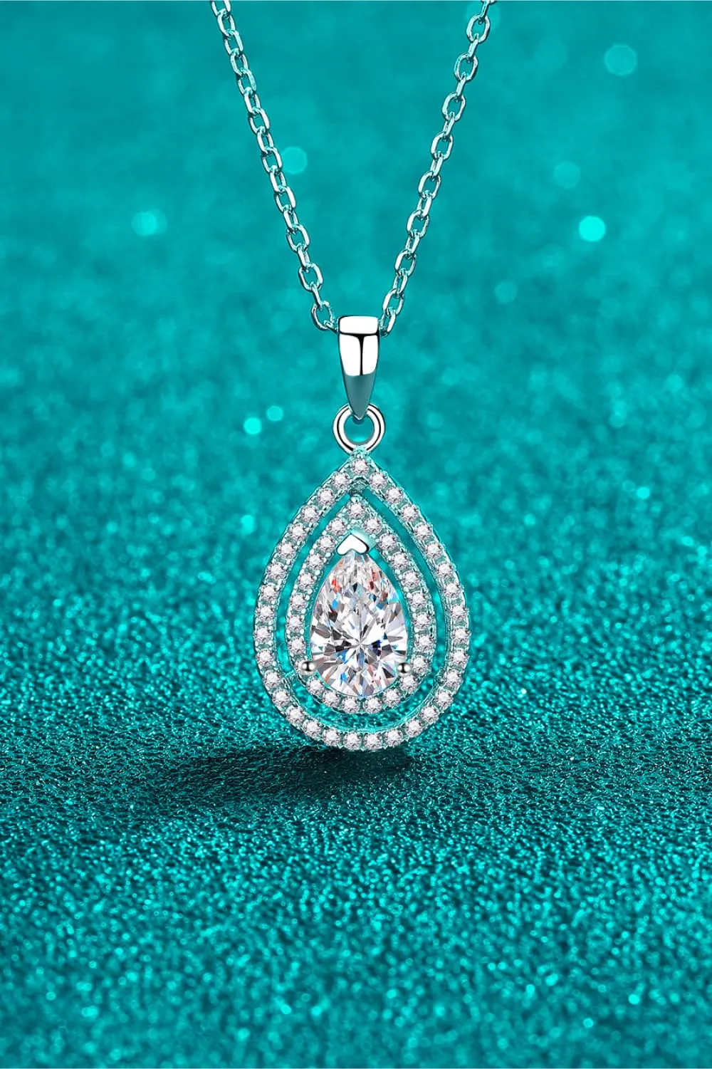 1 Ct Moissanite Teardrop Pendant Necklace