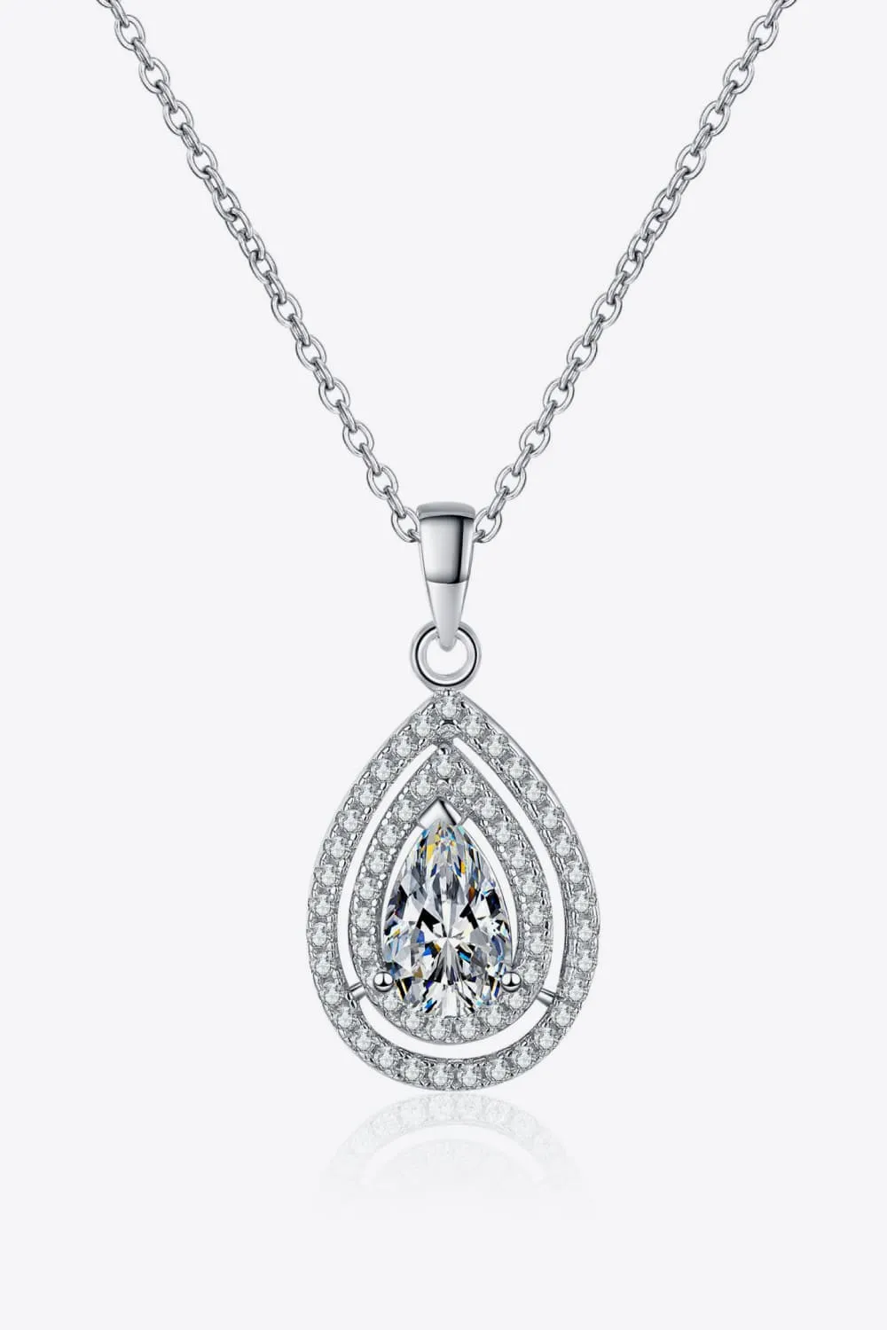 1 Ct Moissanite Teardrop Pendant Necklace