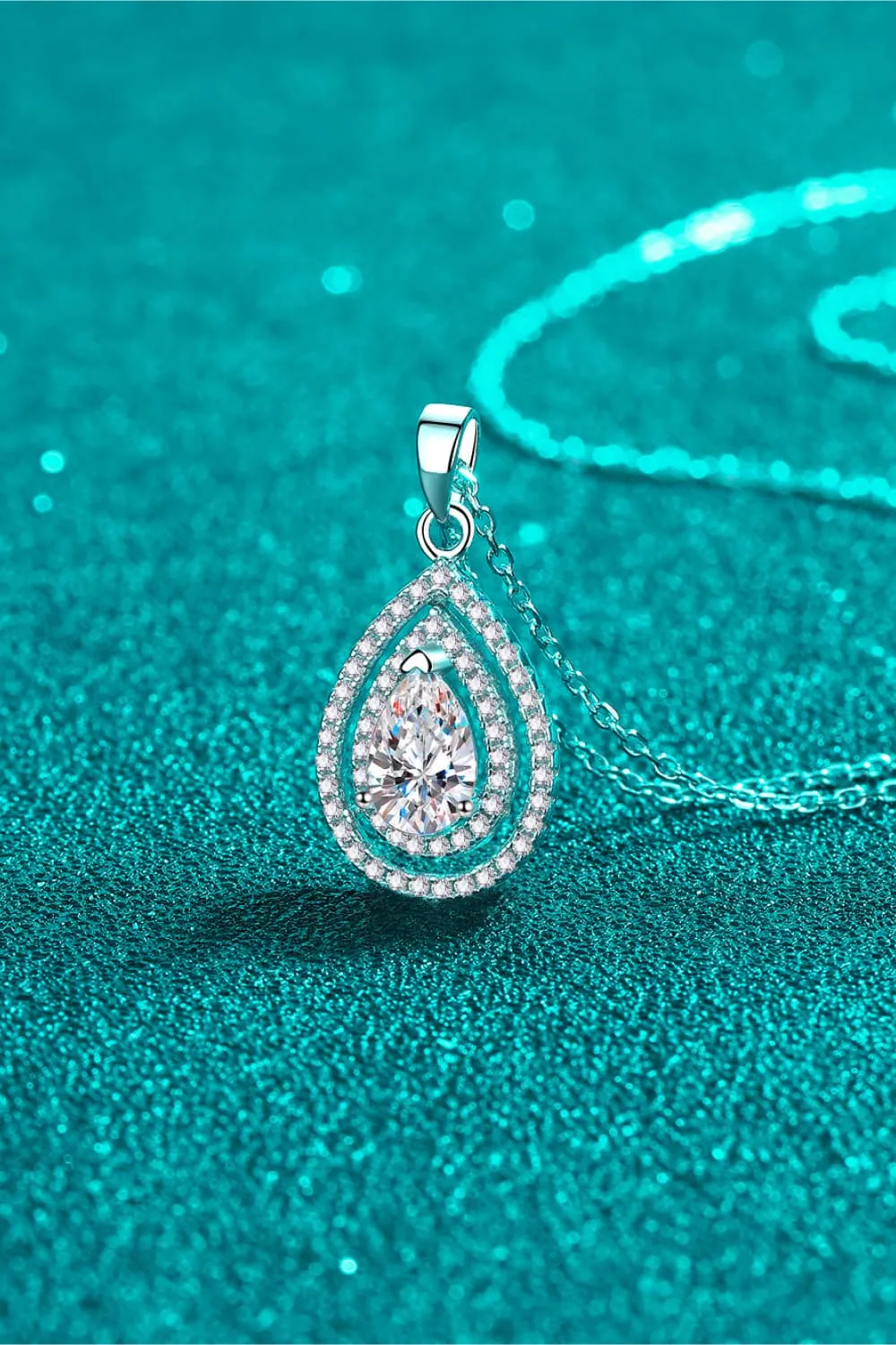 1 Ct Moissanite Teardrop Pendant Necklace