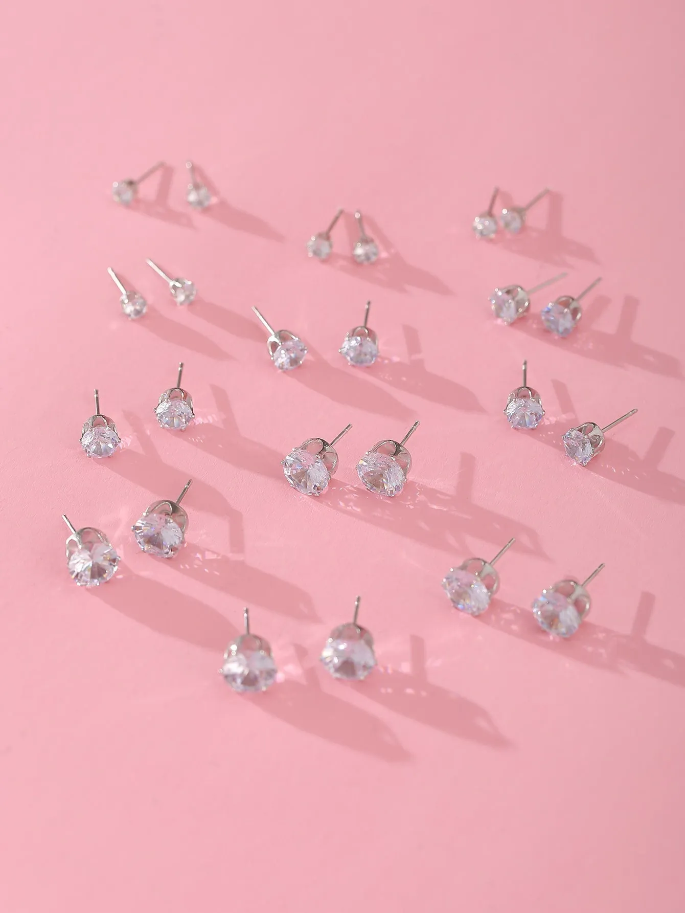 12pairs Girls Rhinestone Stud Earrings