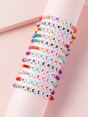 12pcs Girls Letter Detail Beaded Bracelet