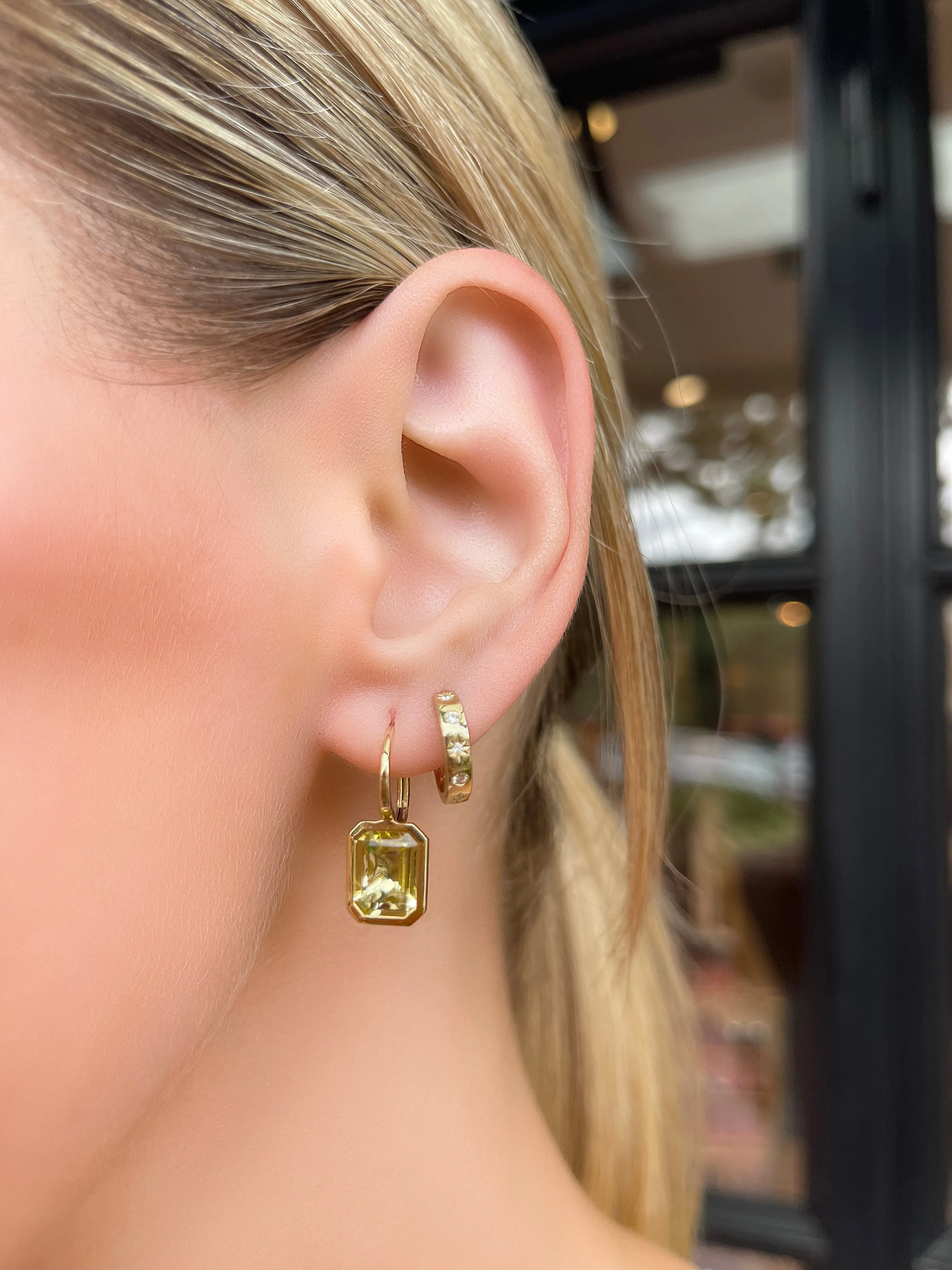 14K YG Lemon Quartz Gypsy Earrings