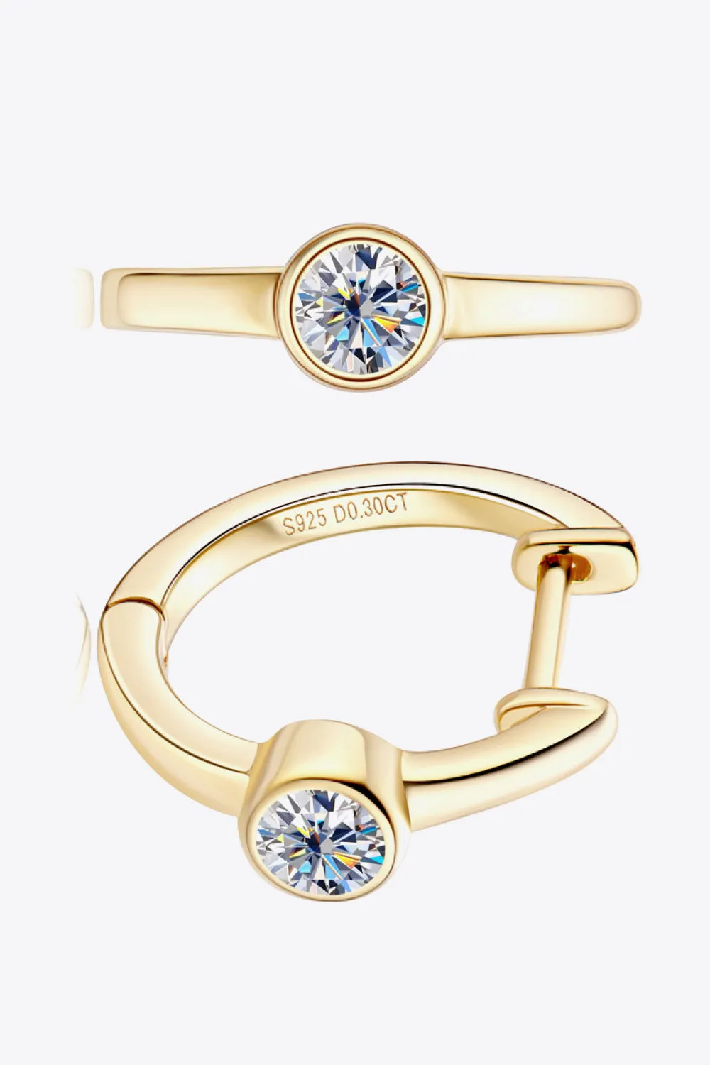 18K Gold-Plated Inlaid Moissanite Huggie Earrings