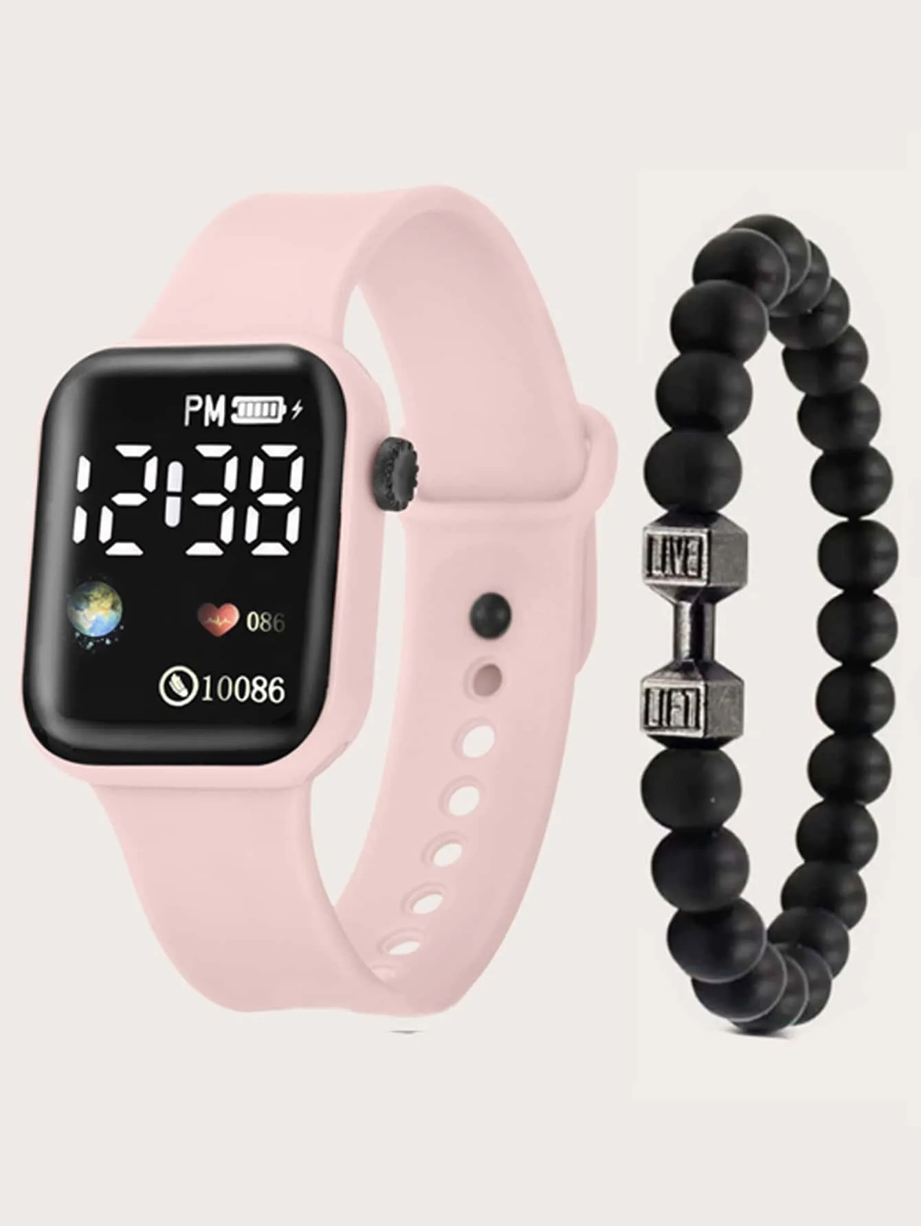 1pc Men Electronic Watch & 1pc Bracelet