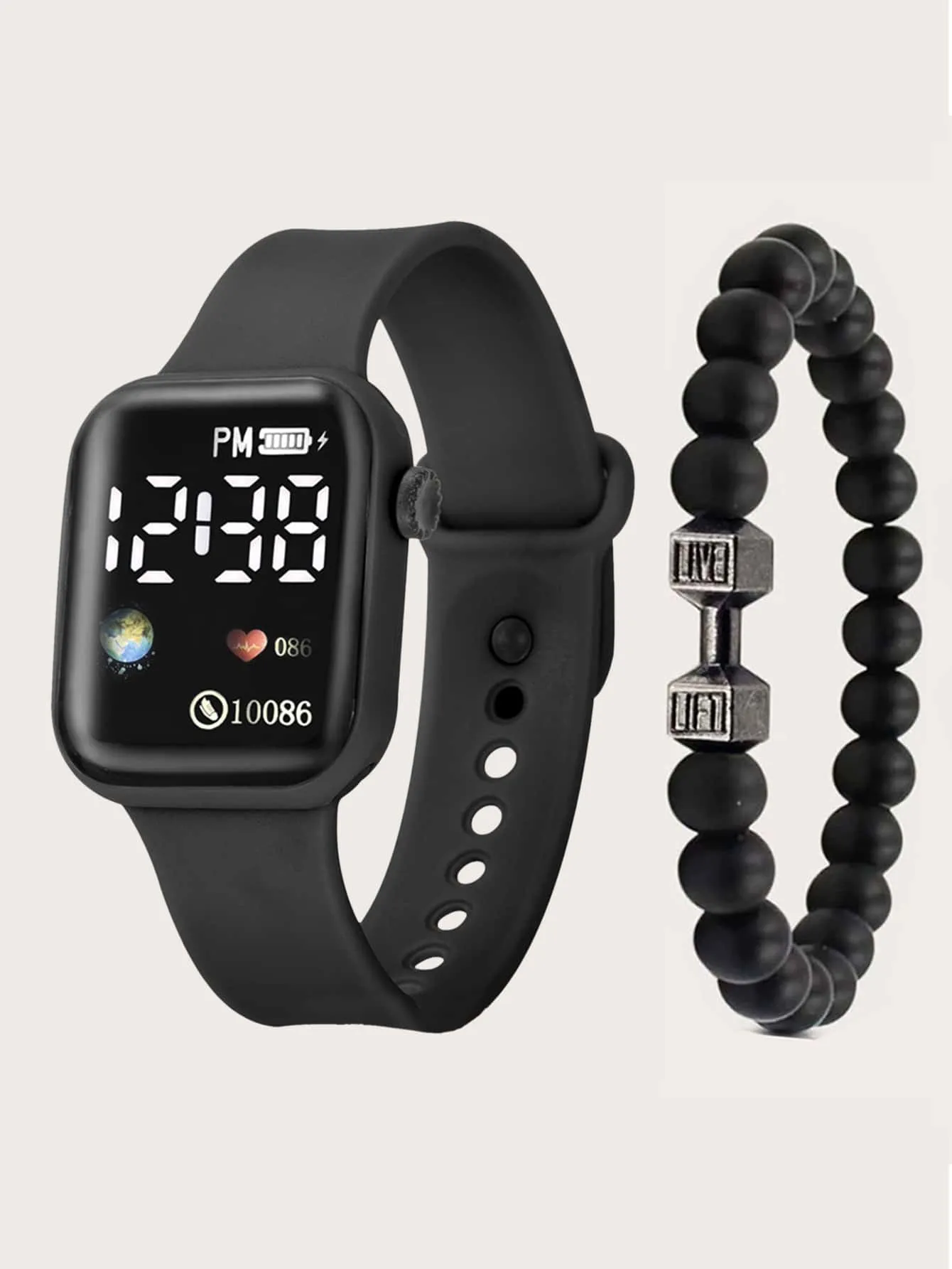 1pc Men Electronic Watch & 1pc Bracelet