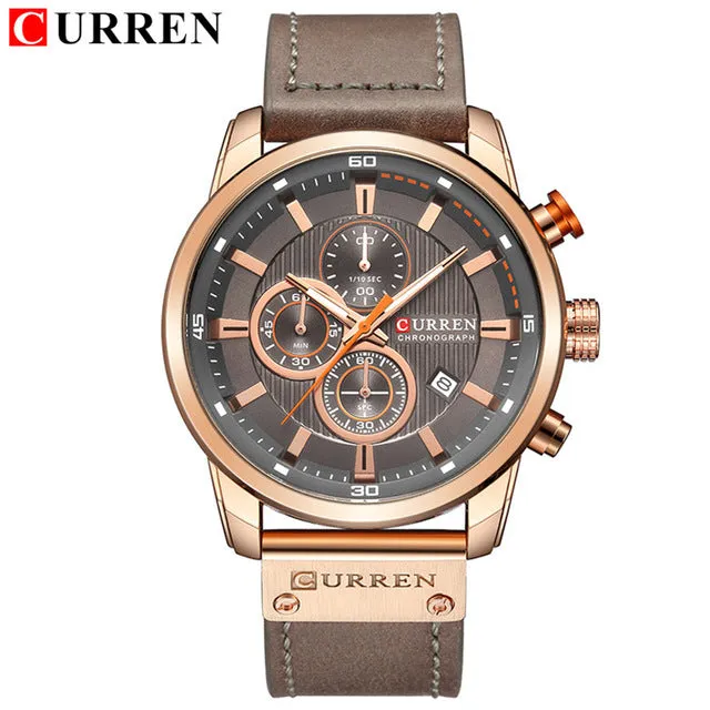 2020 Curren Luxury Military Sport Watches Men'S Quartz Leather Strap Male Waterproof Date Wristwatch