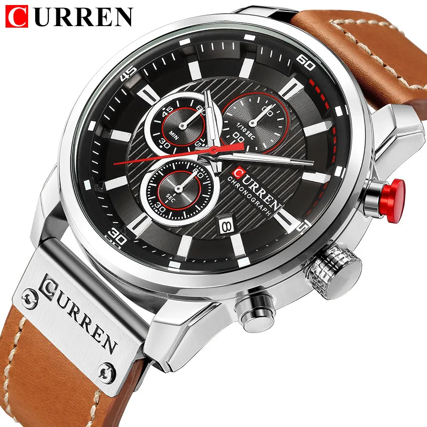 2020 Curren Luxury Military Sport Watches Men'S Quartz Leather Strap Male Waterproof Date Wristwatch