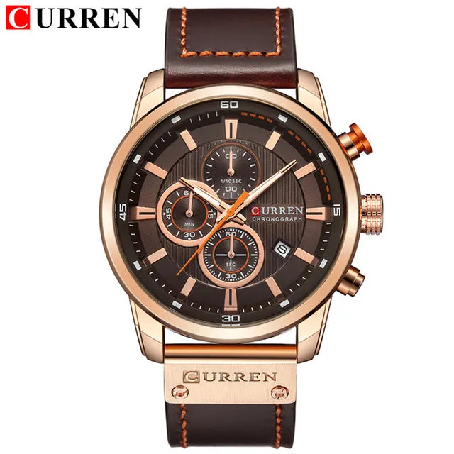 2020 Curren Luxury Military Sport Watches Men'S Quartz Leather Strap Male Waterproof Date Wristwatch