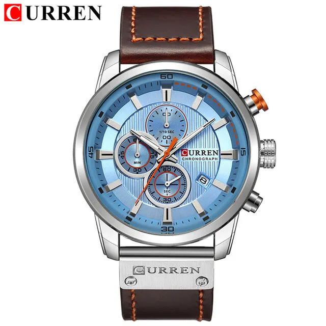 2020 Curren Luxury Military Sport Watches Men'S Quartz Leather Strap Male Waterproof Date Wristwatch