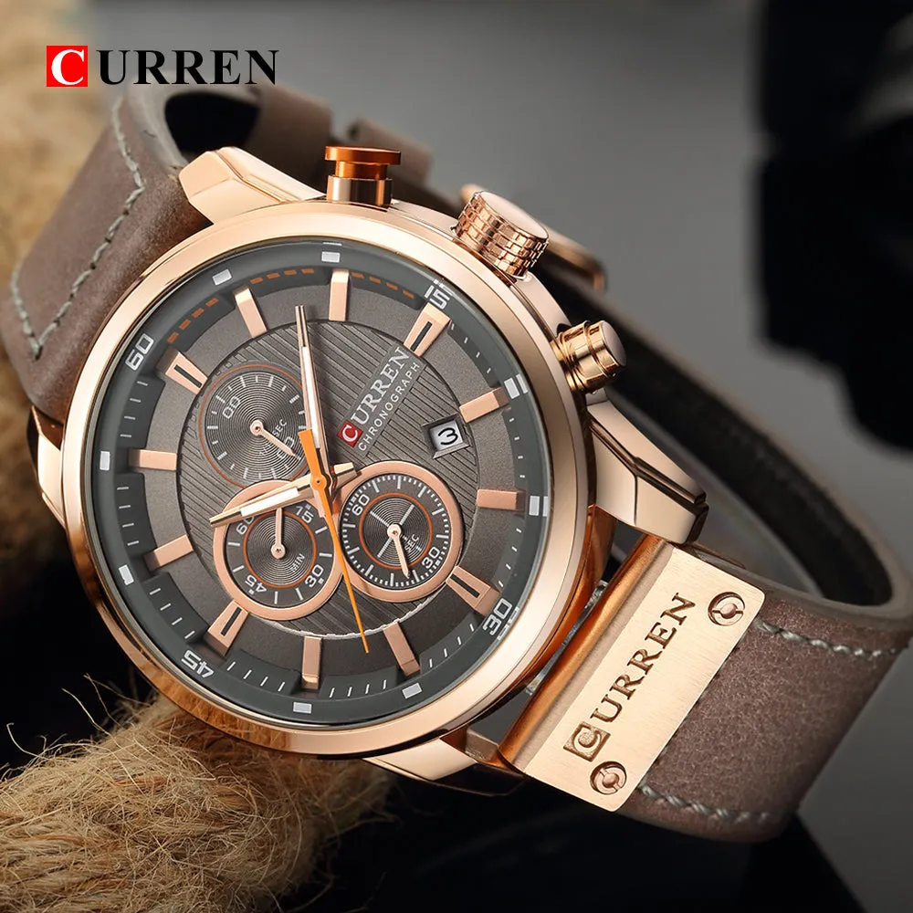 2020 Curren Luxury Military Sport Watches Men'S Quartz Leather Strap Male Waterproof Date Wristwatch