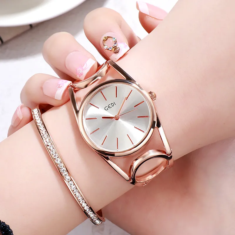 2020 Luxury Gedi Rose Gold Plated Bracelet Watches Women Ladies Crystal Elegant Dress Quartz Wristwa