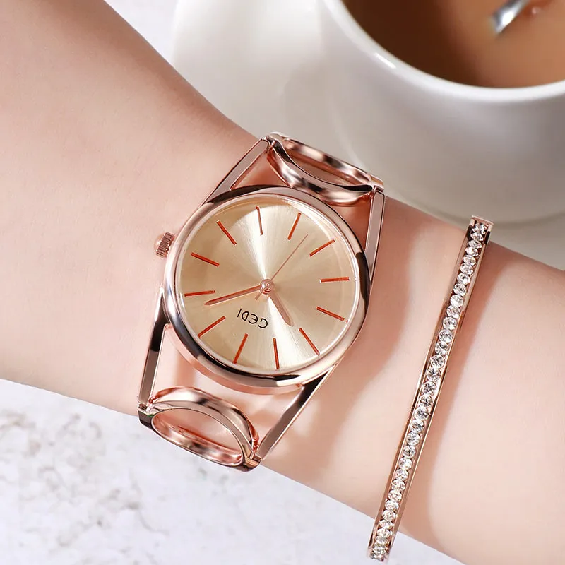 2020 Luxury Gedi Rose Gold Plated Bracelet Watches Women Ladies Crystal Elegant Dress Quartz Wristwa