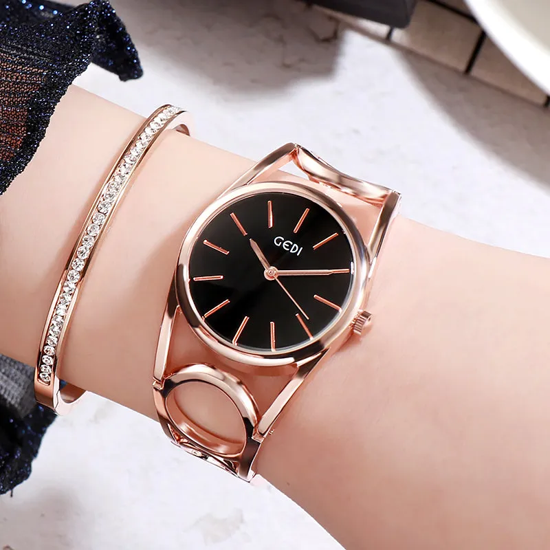 2020 Luxury Gedi Rose Gold Plated Bracelet Watches Women Ladies Crystal Elegant Dress Quartz Wristwa