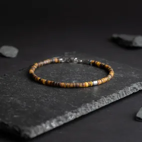 2mm Bracelet with matte Tiger Eye stones and titanium element