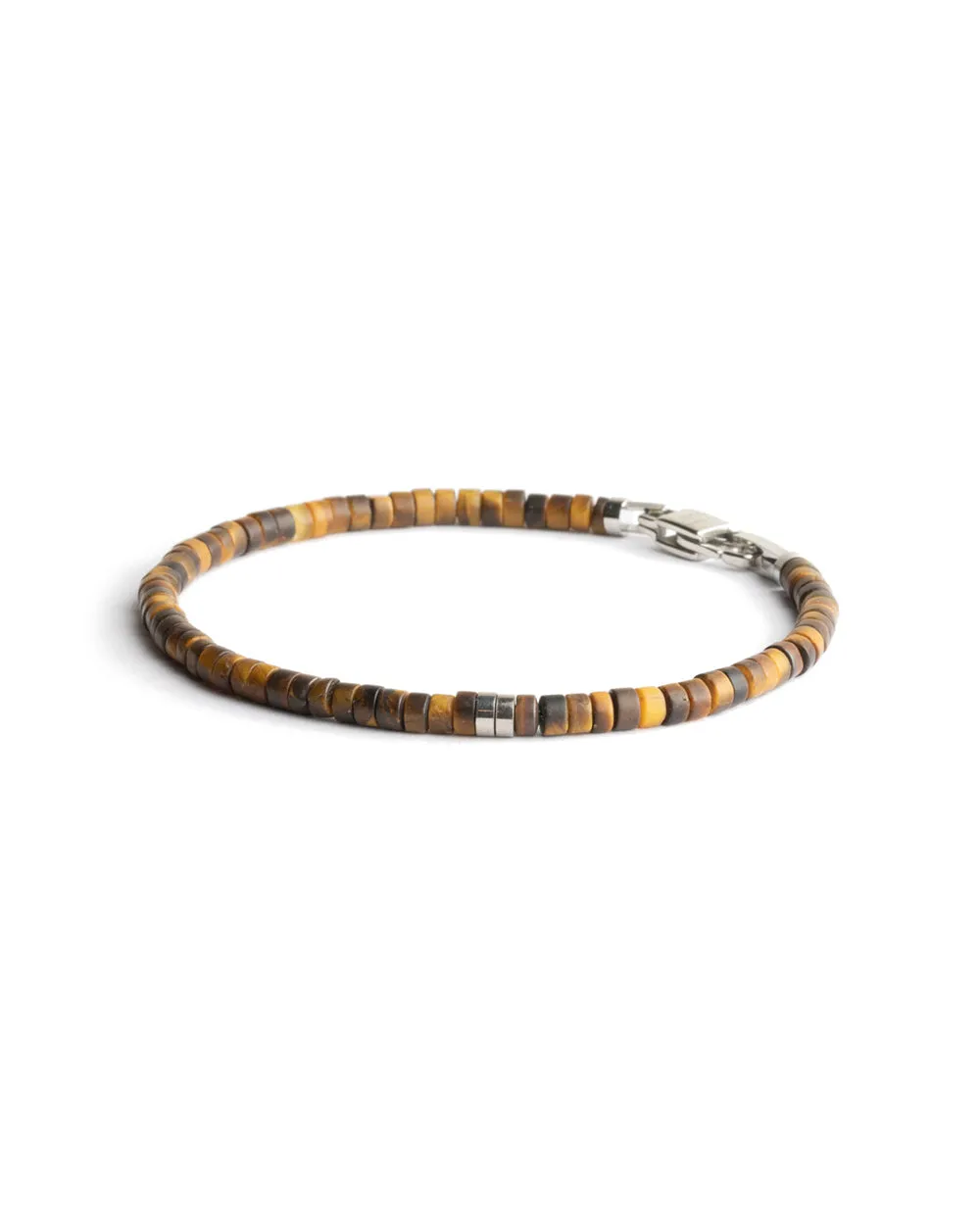 2mm Bracelet with matte Tiger Eye stones and titanium element