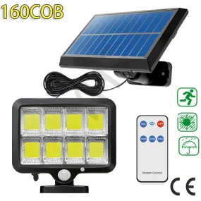 3 Mode Solar Powered LED Lights 100COB/120COB/160COB Waterproof Motion Sensor Wall Light (With remote)