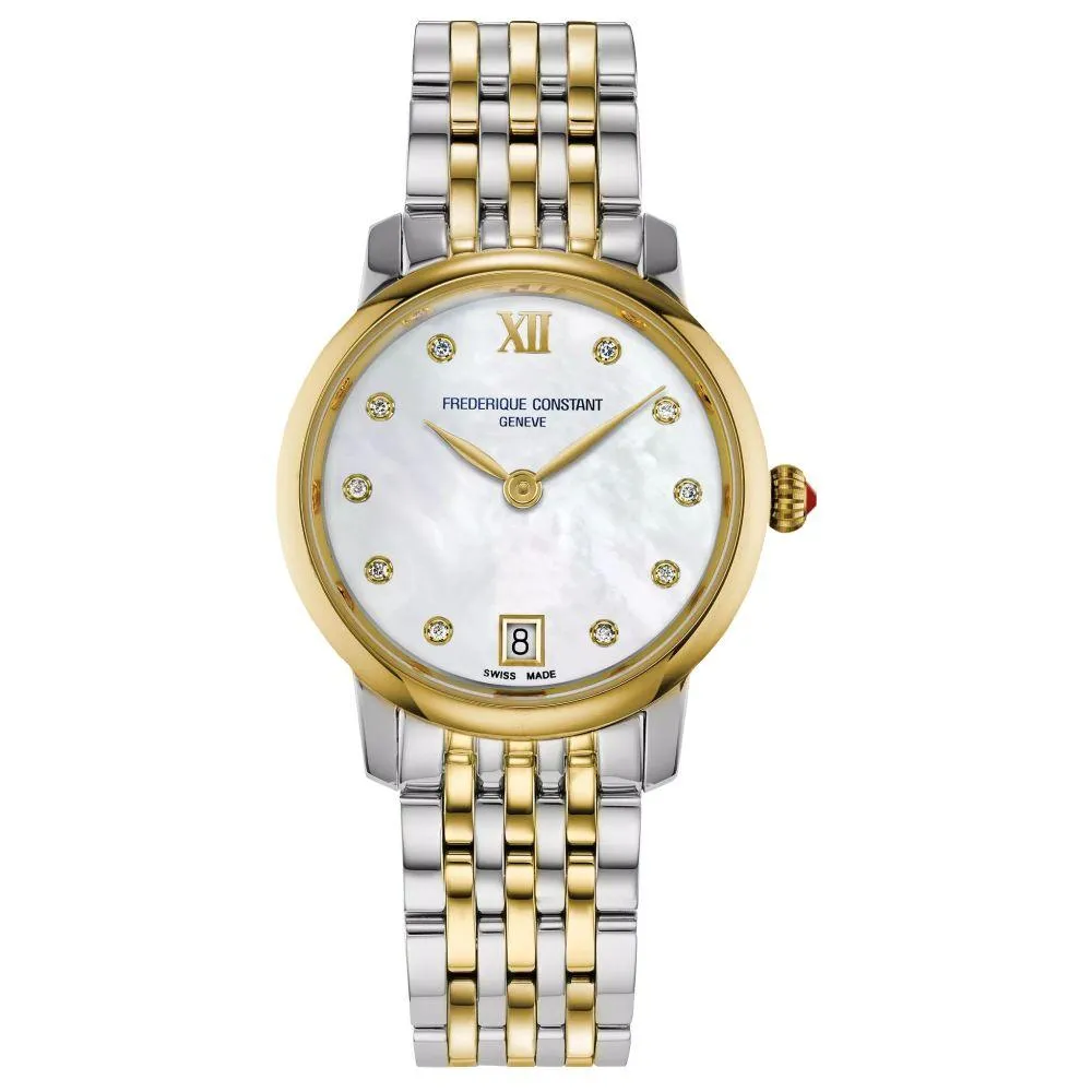 30mm Slimline Ladies Quartz Watch with White Mother of Pearl