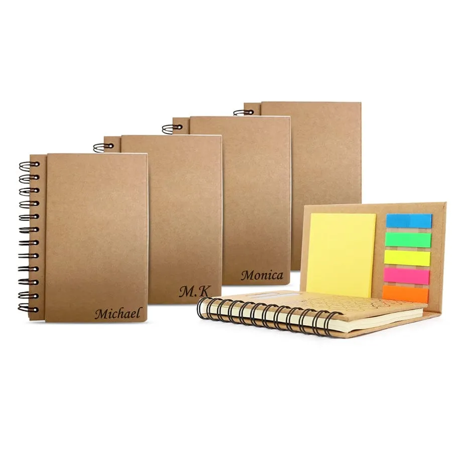 5 Personalized notebooks with calculator, sticky notes, and flags