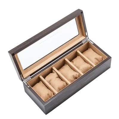 5 Slots Wooden Watch and Jewelry Storage Box with Window