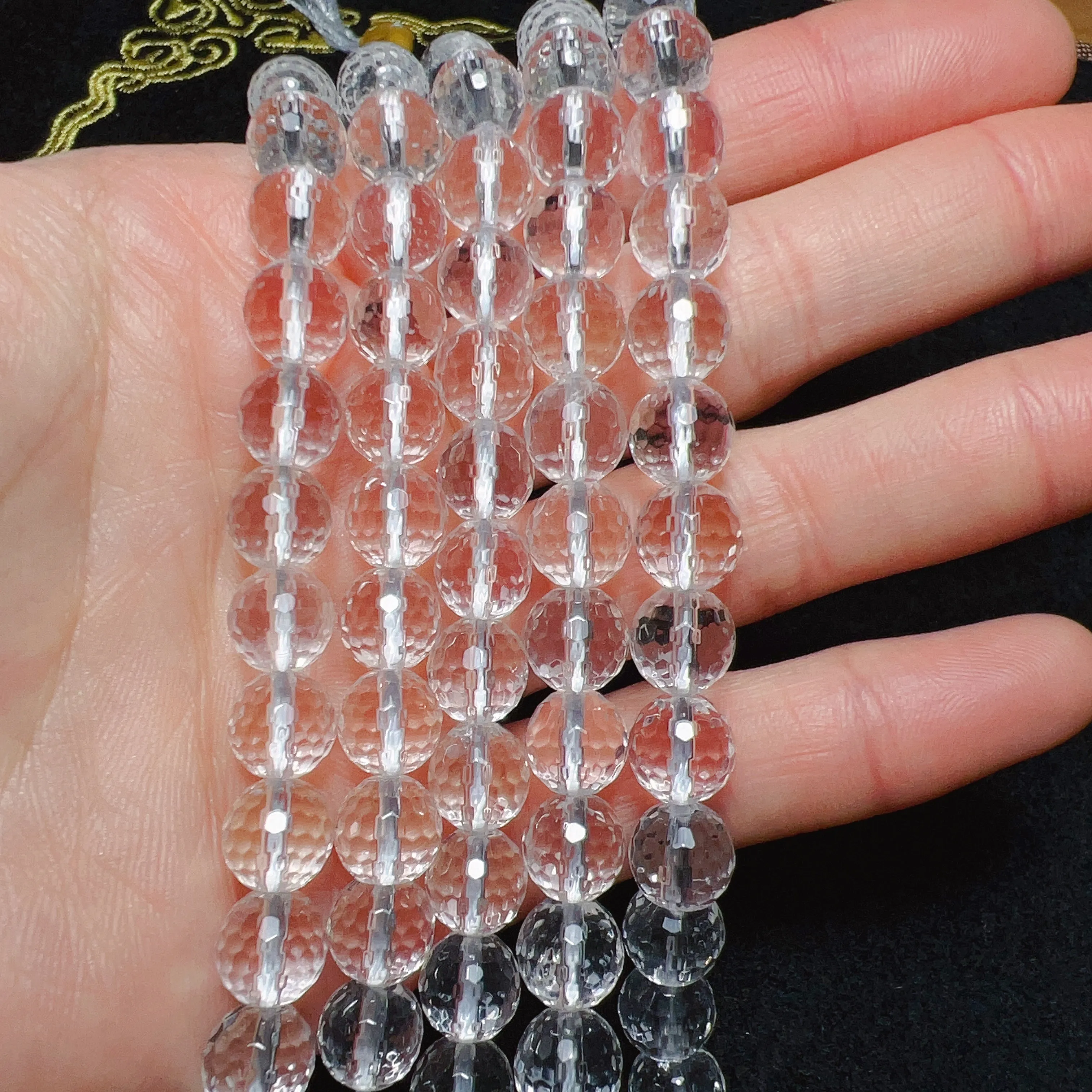 8mm 128-Cut Faceted Clear Quartz Round Bead Strands DIY Jewelry Making Project