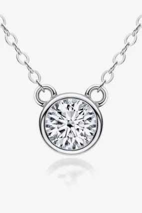 925 Sterling Silver 1 Carat Moissanite Round Pendant Necklace