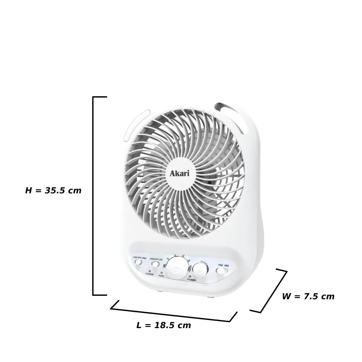 Akari 6 Rechargeable Box Fan with Radio and Night Light (ARBF-5511R)