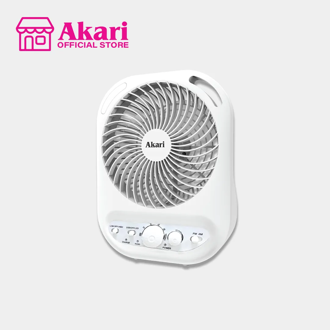 Akari 6 Rechargeable Box Fan with Radio and Night Light (ARBF-5511R)