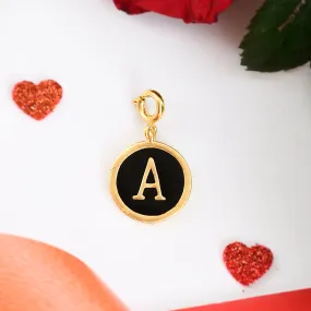 Alphabet A Black Enamel Charm - Voylla