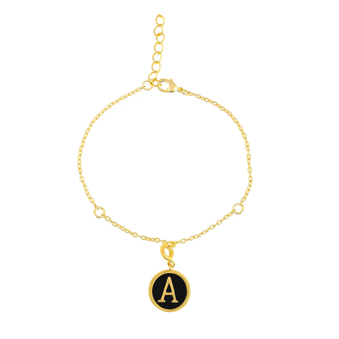 Alphabet A Black Enamel Charm - Voylla