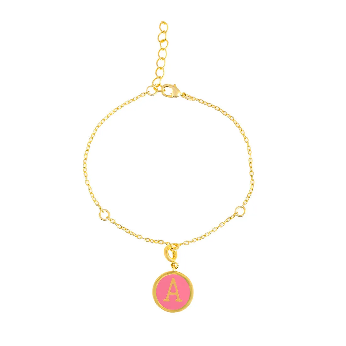 Alphabet A Pink Enamel Charm - Voylla