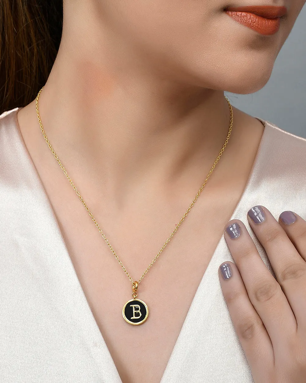 Alphabet B Black Enamel Charm - Voylla