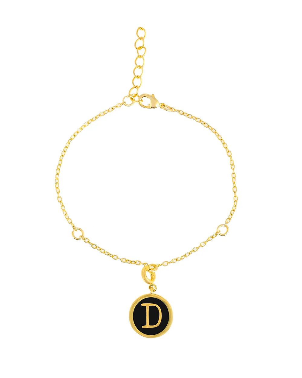 Alphabet D Black Enamel Charm - Voylla