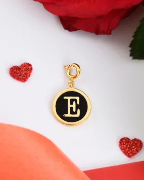 Alphabet E Black Enamel Charm - Voylla