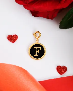 Alphabet F Black Enamel Charm - Voylla