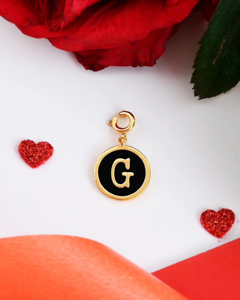 Alphabet G Black Enamel Charm - Voylla