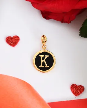 Alphabet K Black Enamel Charm - Voylla