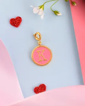 Alphabet K Pink Enamel Charm - Voylla