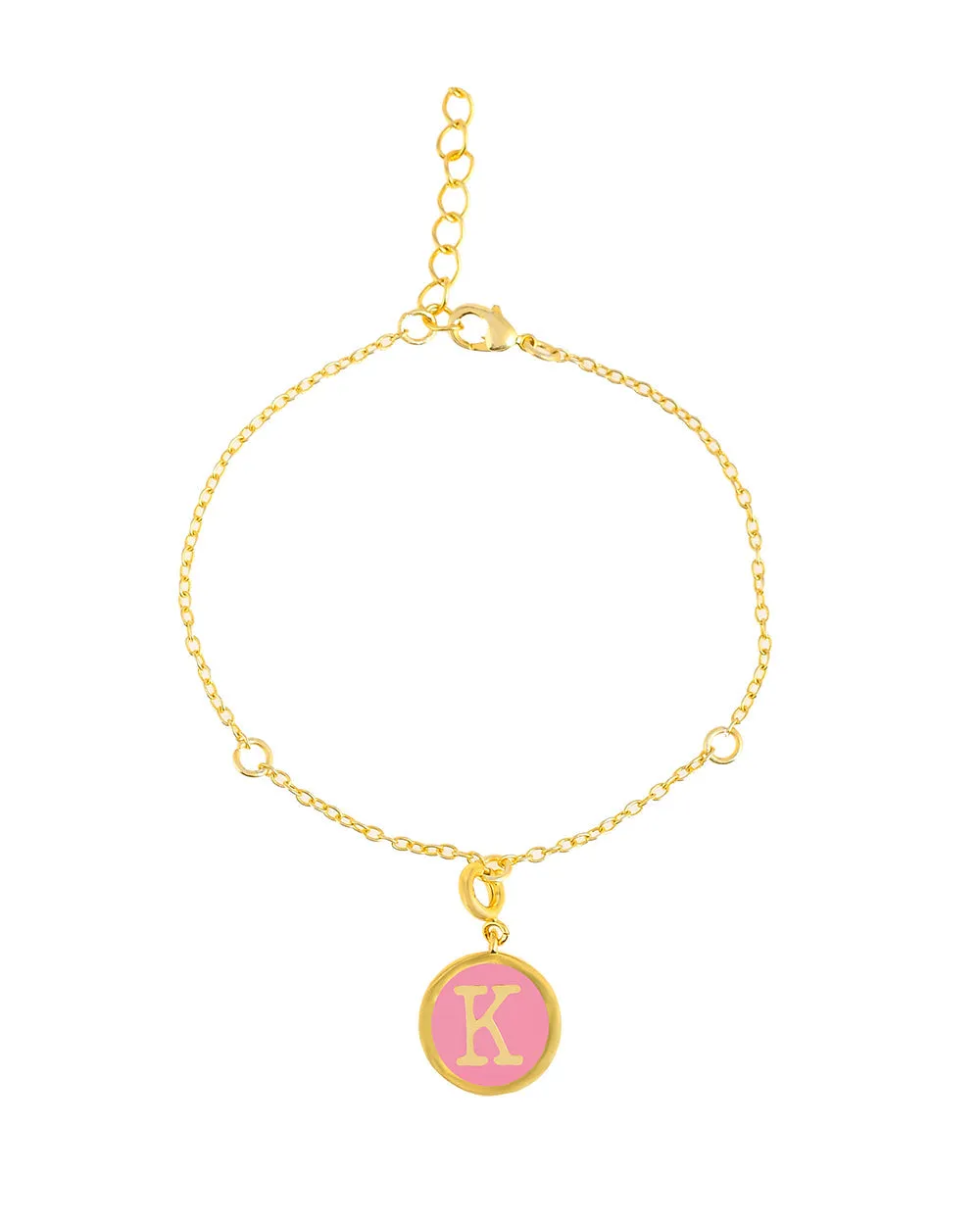 Alphabet K Pink Enamel Charm - Voylla