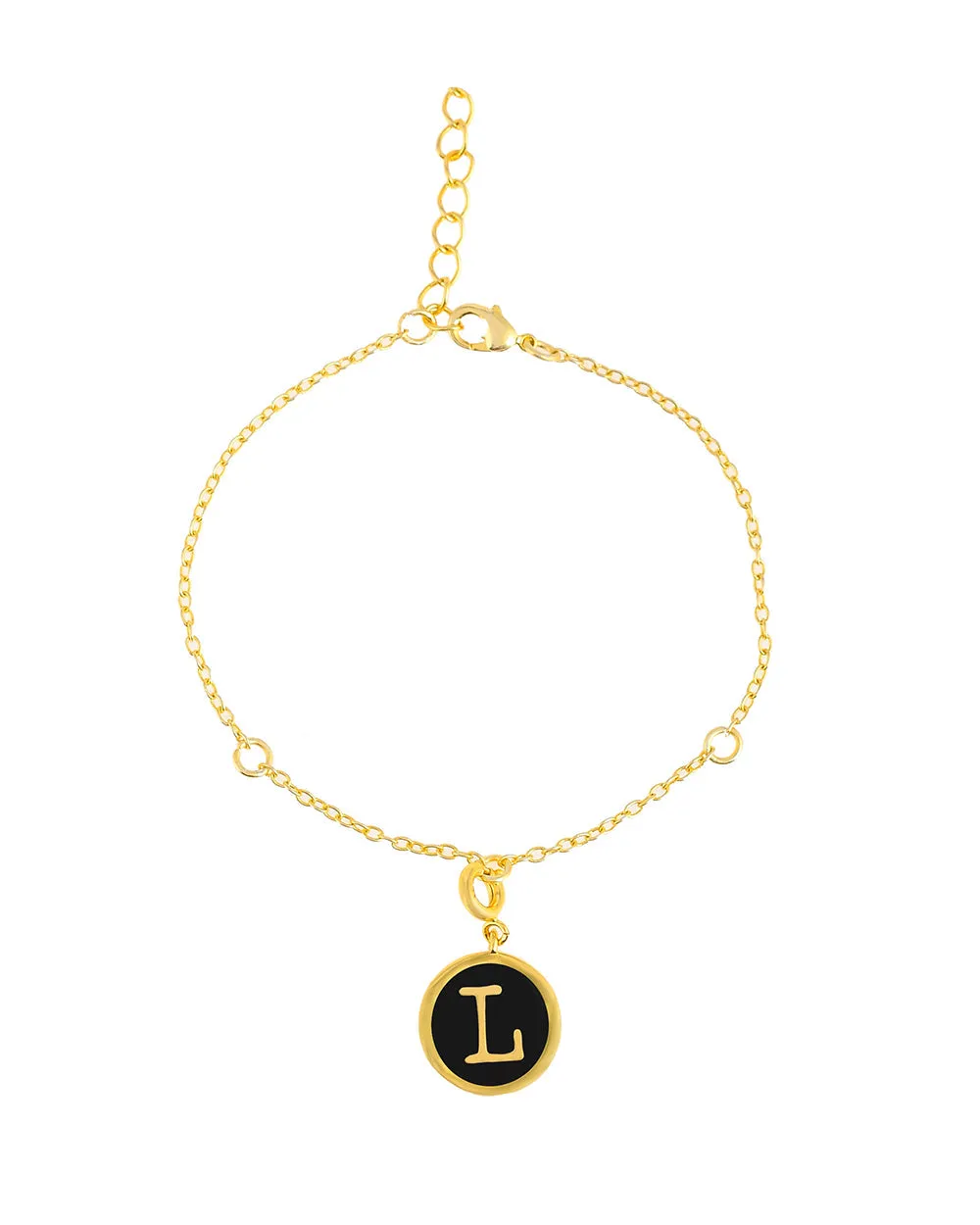 Alphabet L Black Enamel Charm - Voylla