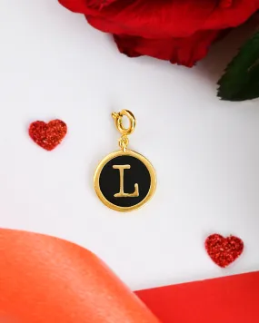 Alphabet L Black Enamel Charm - Voylla