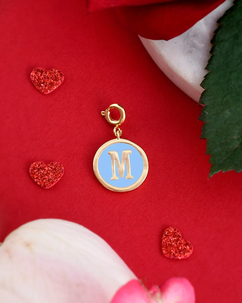 Alphabet M Blue Enamel Charm - Voylla