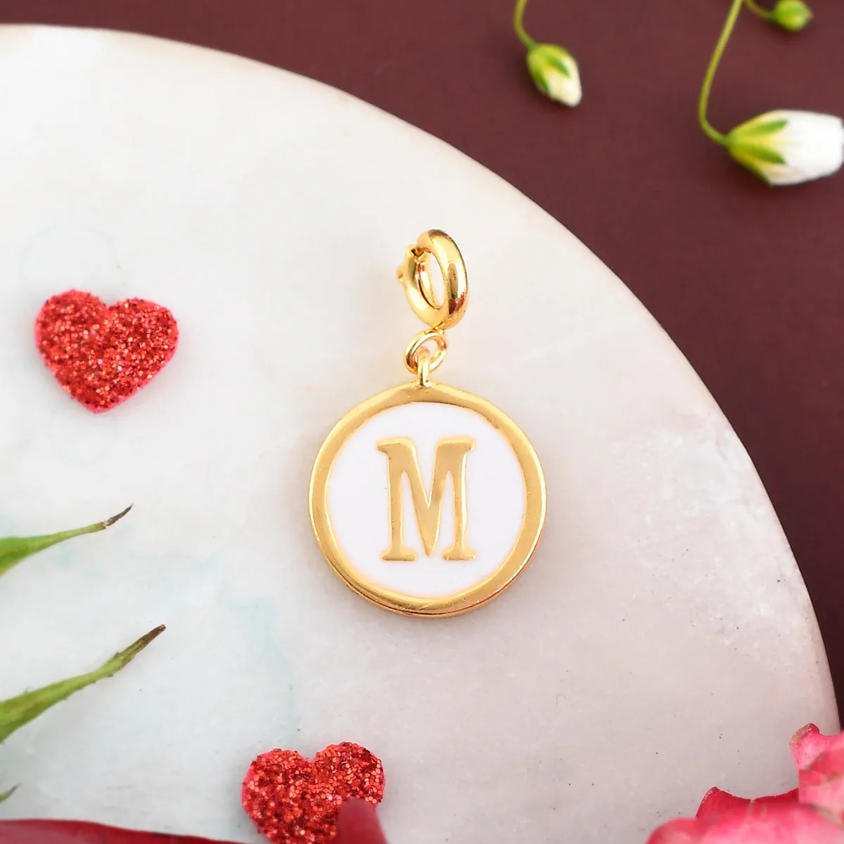 Alphabet M White Enamel Charm - Voylla