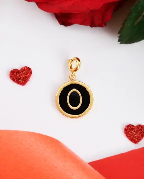 Alphabet O Black Enamel Charm - Voylla