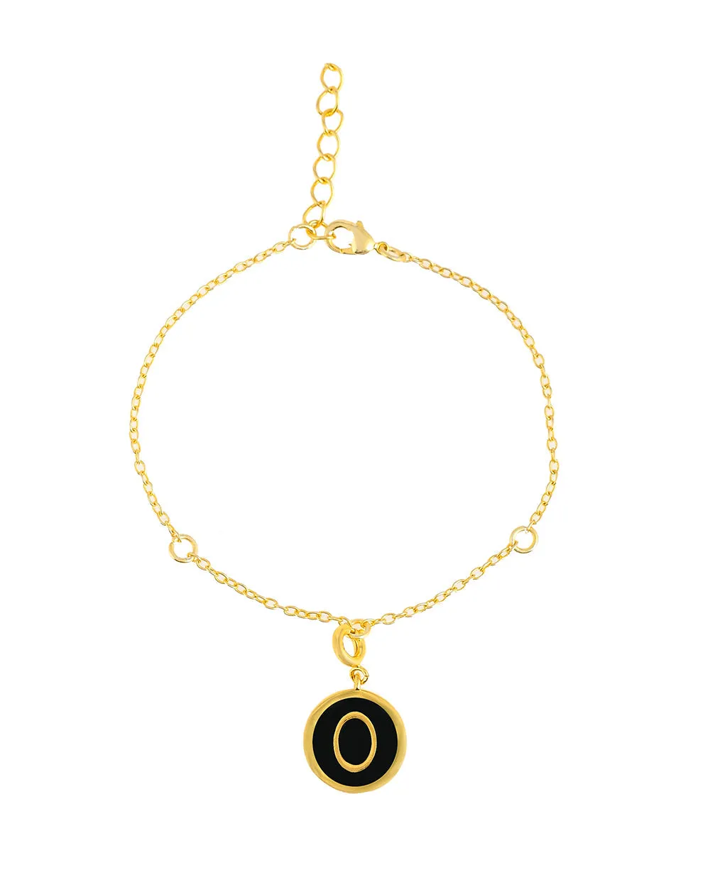 Alphabet O Black Enamel Charm - Voylla