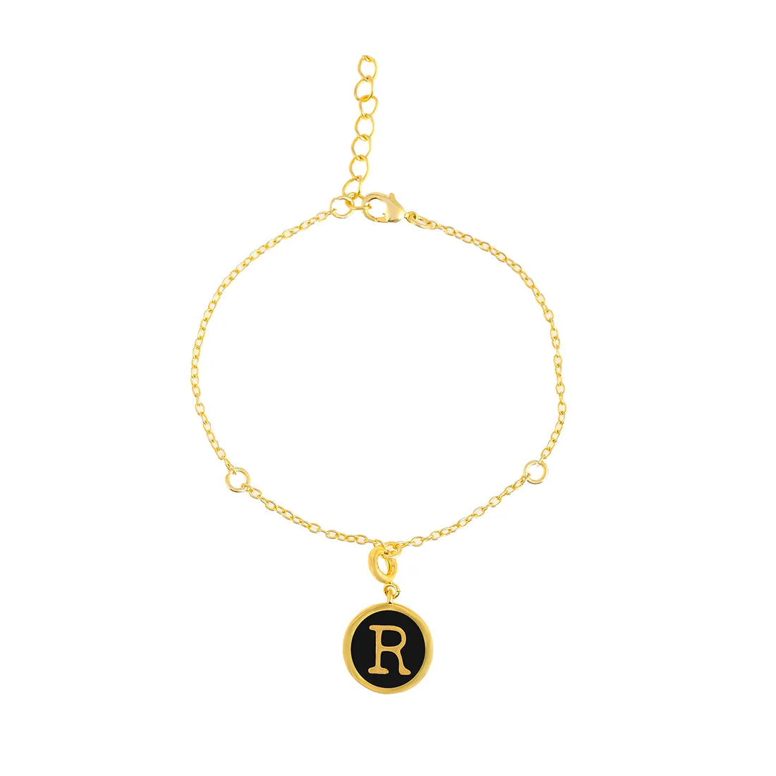 Alphabet R Black Enamel Charm - Voylla