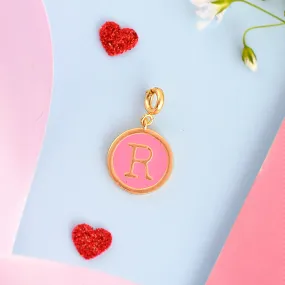 Alphabet R Pink Enamel Charm - Voylla