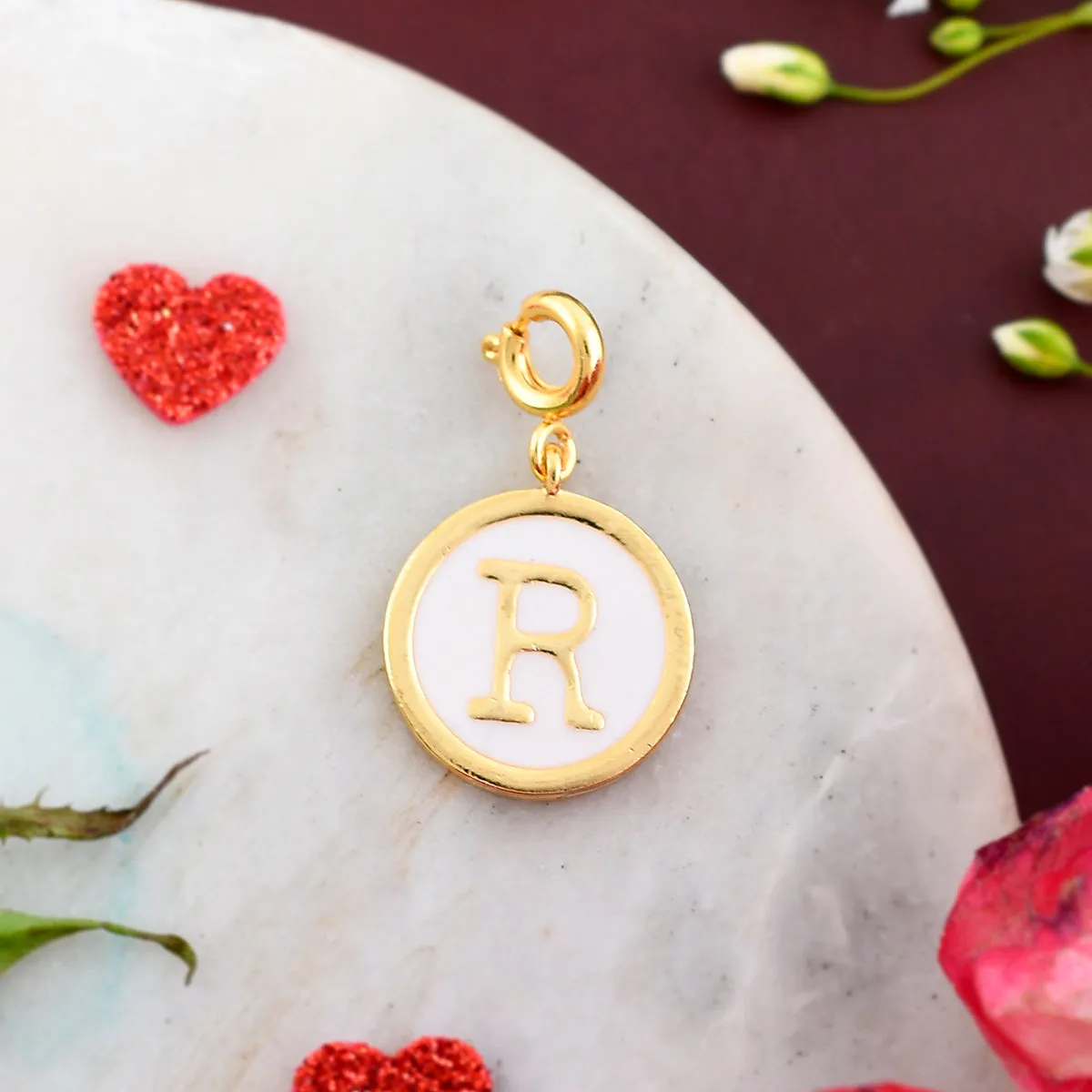 Alphabet R White Enamel Charm - Voylla