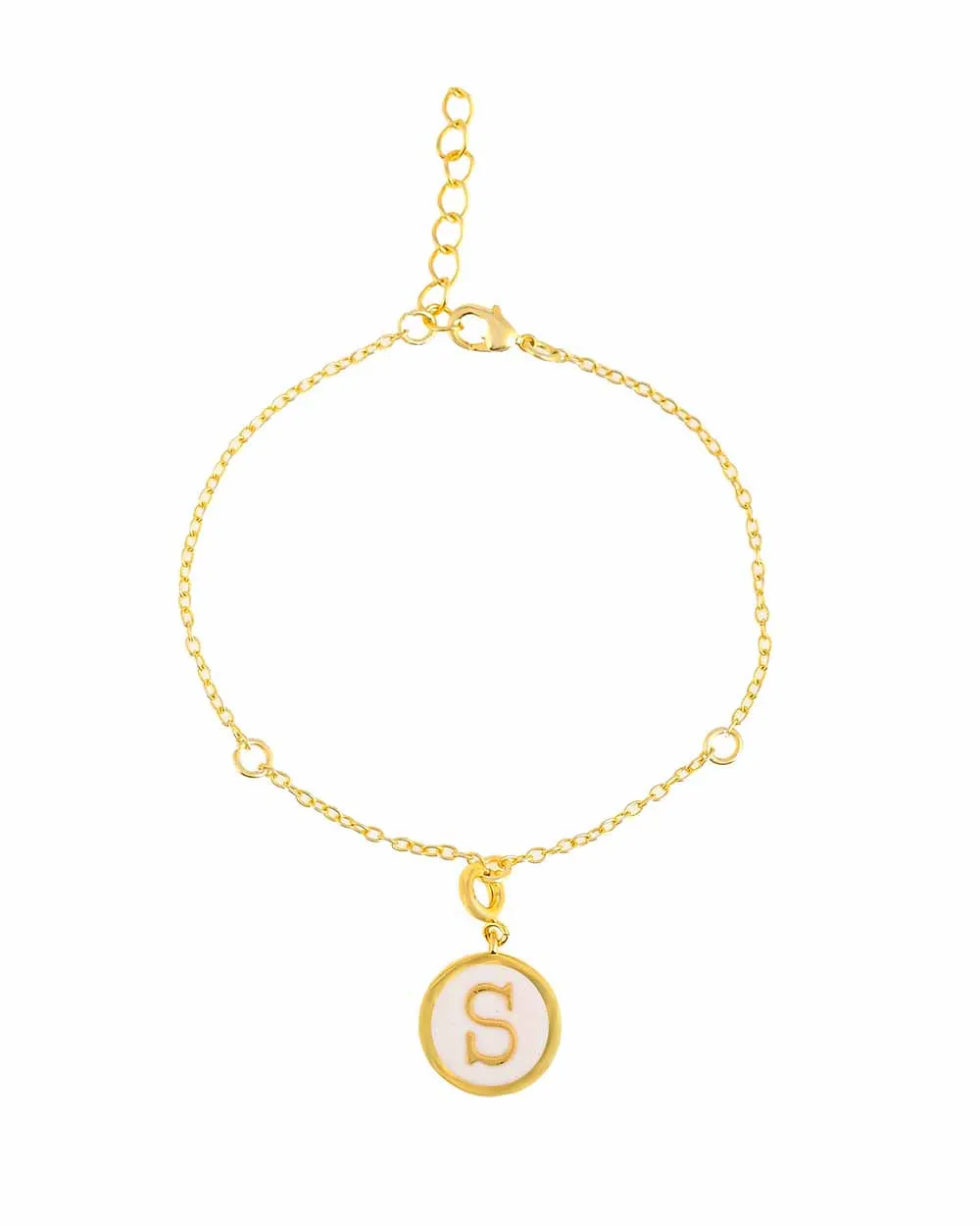 Alphabet S White Enamel Charm - Voylla